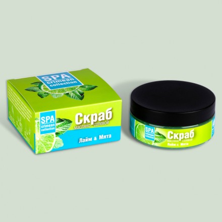 Скраб масляно-солевой для тела Лайм и мята охлаждающий Crimean SPA Collection c экстрактами персика, абрикоса, розмарина